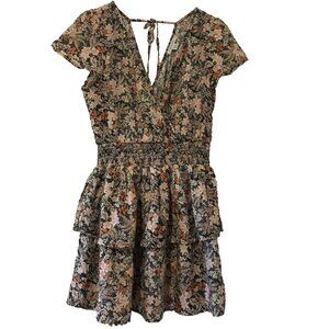 American Eagle Garden Tiered Ruffle Party Mini Cotten Linen Lined Dress Size S